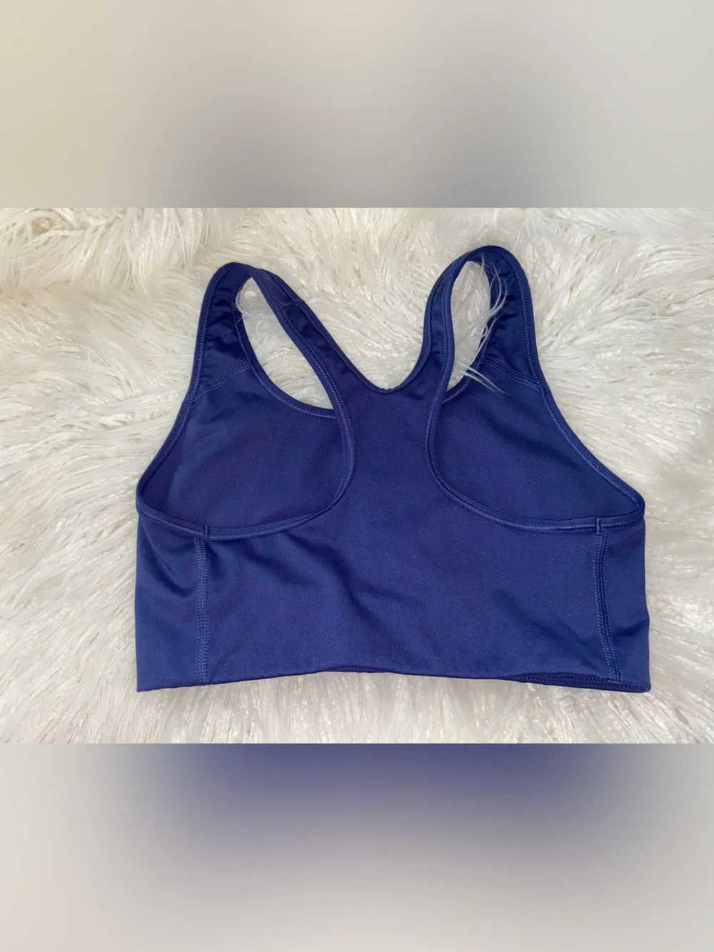 Nike Navy Blue Racerback Sports Bra with White Swoosh
